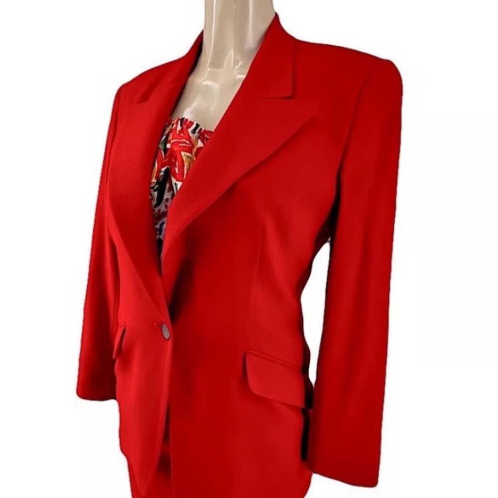 Ellen Tracy Red Single-Button Blazer